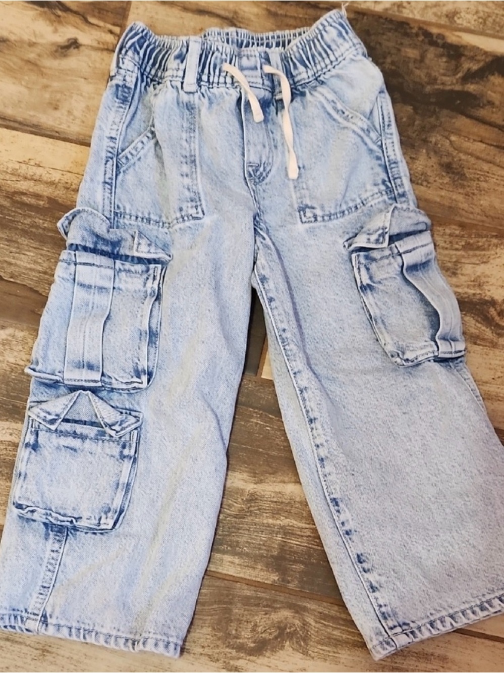Gal 2T Light Wash Denim Cargo Pants